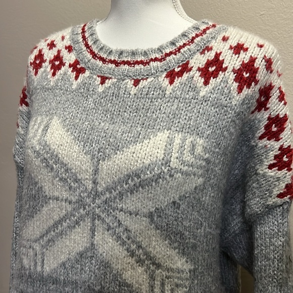 American Eagle Outfitters Fair isle Chunky Knit crop relaxed Sweater Sze L - Picture 7 of 13
